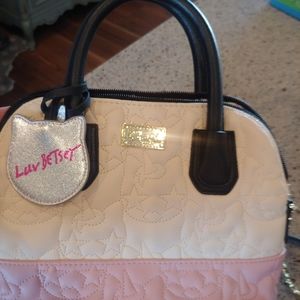 Betsey Johnson white and pink bag